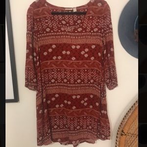 Red, patterned dress